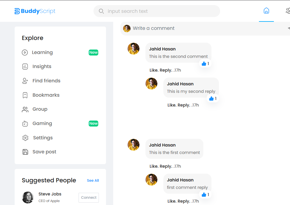 BuddyScript - Social Media News Feed